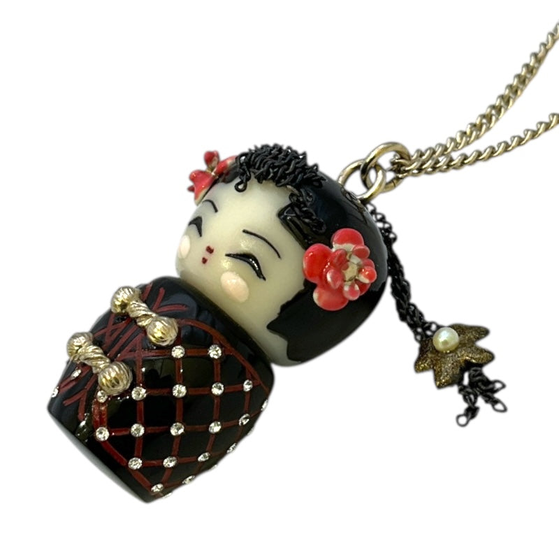 シャネル CHANEL ﾁｬｲﾅﾄﾞｰﾙﾈｯｸﾚｽ ブラック/SV金具 メタル/ライトストーン アクセサリー