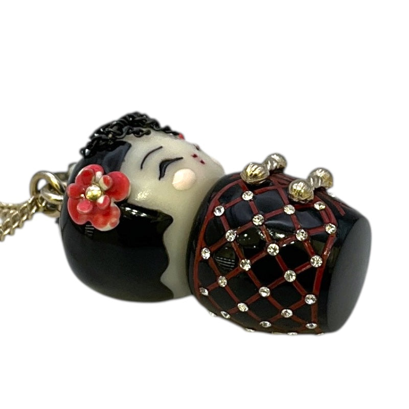 シャネル CHANEL ﾁｬｲﾅﾄﾞｰﾙﾈｯｸﾚｽ ブラック/SV金具 メタル/ライトストーン アクセサリー