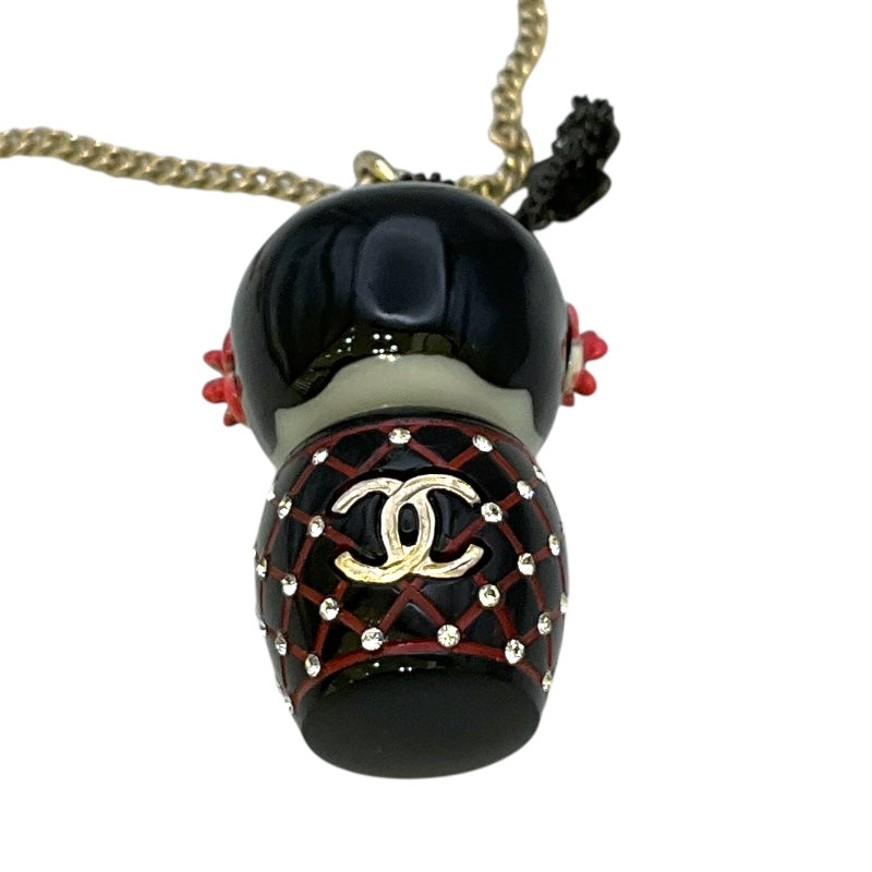 シャネル CHANEL ﾁｬｲﾅﾄﾞｰﾙﾈｯｸﾚｽ ブラック/SV金具 メタル/ライトストーン アクセサリー