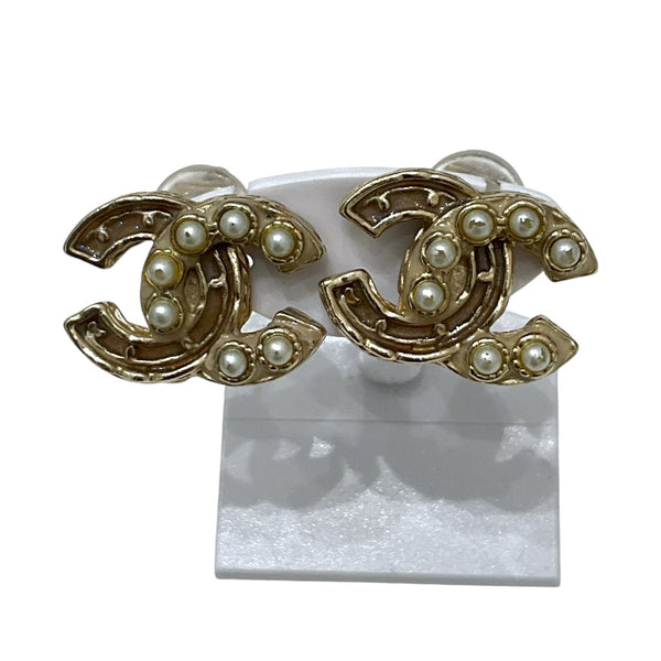 シャネル CHANEL ココマーク　イヤリング ホワイト メタル・レジン・パール ジュエリー