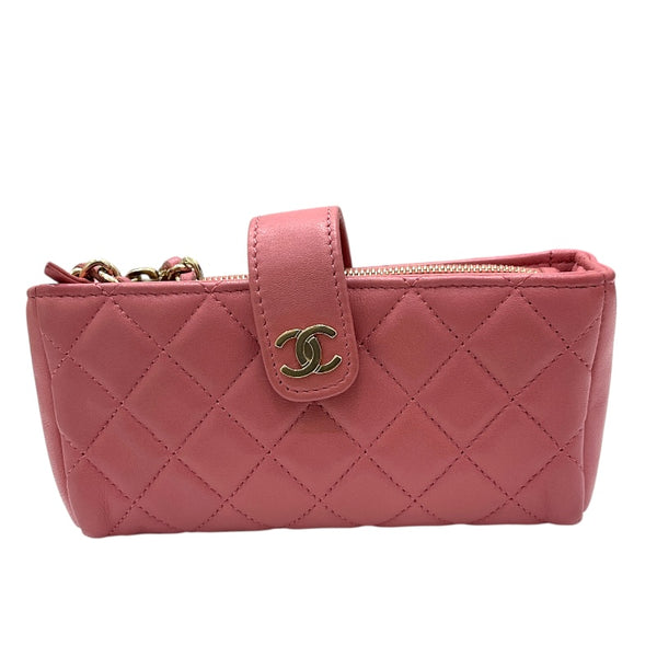 シャネル CHANEL マトラッセ　ミニポシェット ピンク/GD ラム レディース ショルダーバッグ
