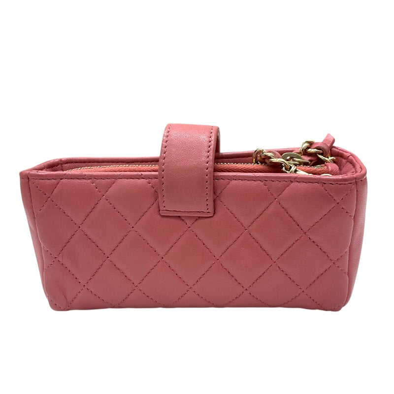 シャネル CHANEL マトラッセ　ミニポシェット ピンク/GD ラム レディース ショルダーバッグ