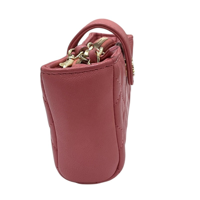 シャネル CHANEL マトラッセ　ミニポシェット ピンク/GD ラム レディース ショルダーバッグ