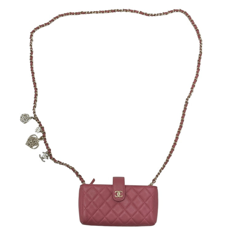 シャネル CHANEL マトラッセ　ミニポシェット ピンク/GD ラム レディース ショルダーバッグ