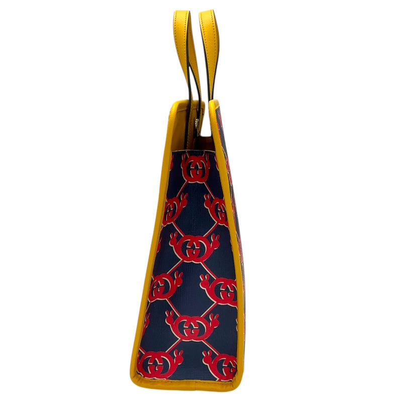 グッチ GUCCI ﾁﾙﾄﾞﾚｽﾞGGﾌﾟﾘﾝﾄ ﾄｰﾄﾊﾞｯｸﾞ 605614 ネイビー/レッド GGｽﾌﾟﾘｰﾑ レディース ハンドバッグ