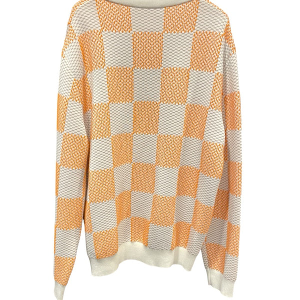 ルイ・ヴィトン LOUIS VUITTON ダミエ柄ニットセーター HQN81W オレンジ コットン メンズ セーター