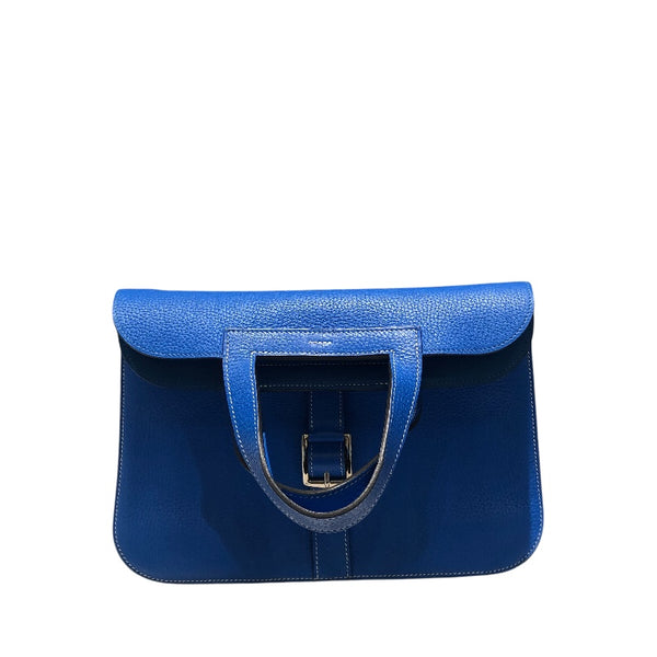 エルメス HERMES アルザン31 X ブルーイドラ　SV金具 トリヨン レディース ハンドバッグ