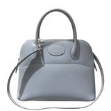 エルメス HERMES ボリード31 □Q刻 ブルーラン×シルバー金具 エプソン レディース ハンドバッグ
