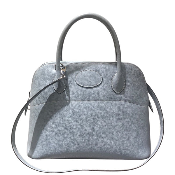 エルメス HERMES ボリード31 □Q刻 ブルーラン×シルバー金具 エプソン レディース ハンドバッグ