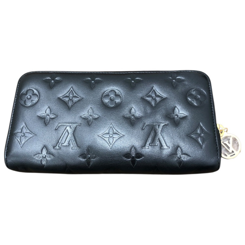 ルイ・ヴィトン LOUIS VUITTON ジッピーウォレット　クッサン M81510 ブラック/ゴールド金具 モノグラム・エンボス レディース 長財布