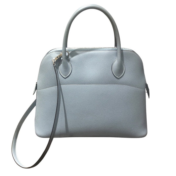 エルメス HERMES ボリード31 □Q刻 ブルーラン×シルバー金具 エプソン レディース ハンドバッグ