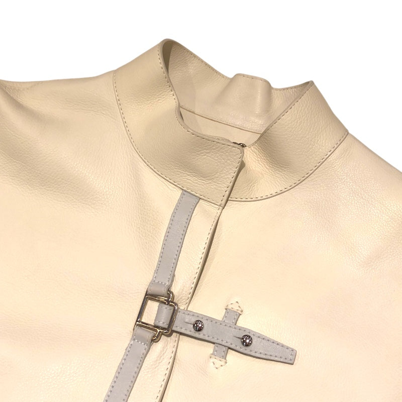 エルメス HERMES レザージャケット ホワイト レザー レディース その他アウター