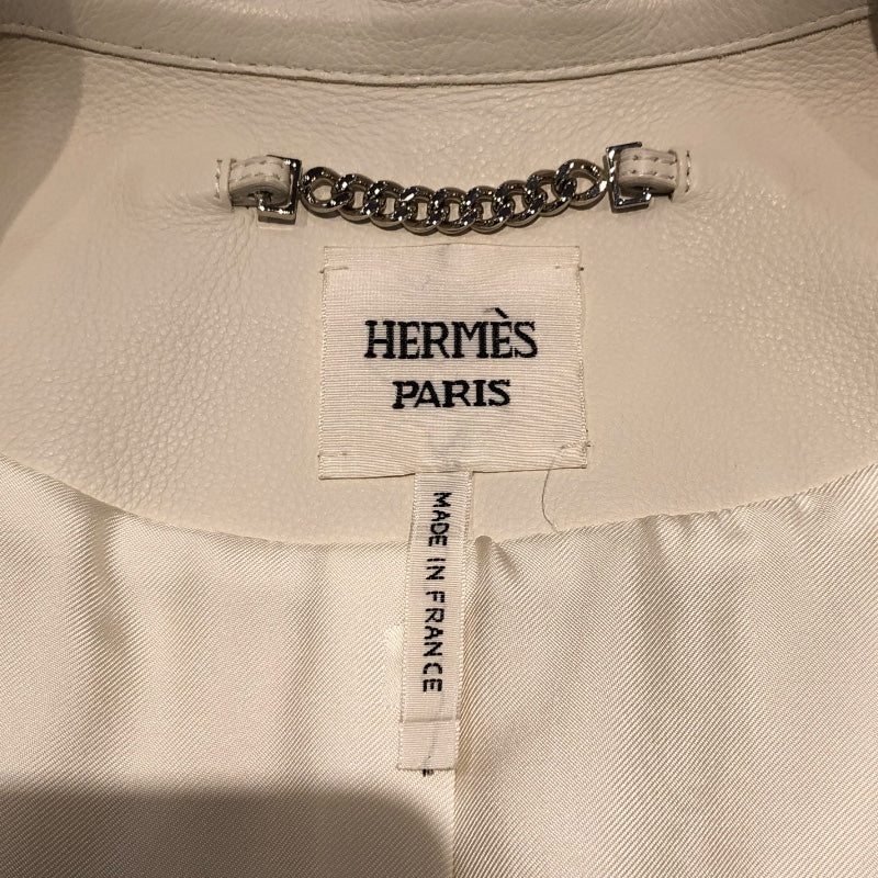 エルメス HERMES レザージャケット ホワイト レザー レディース その他アウター