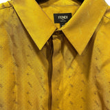 フェンディ FENDI マイクロロゴ総柄長袖シャツ FS0808 イエロー シルク メンズ 長袖シャツ