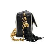 シャネル CHANEL ココマーク フリンジ ショルダーバッグ ブラック ラムスキン レディース ショルダーバッグ