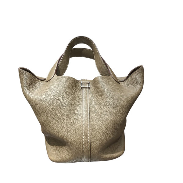 エルメス HERMES ピコタンロックMM Z刻印 エトゥープ×シルバー金具 トリヨンクレマンス レディース ハンドバッグ