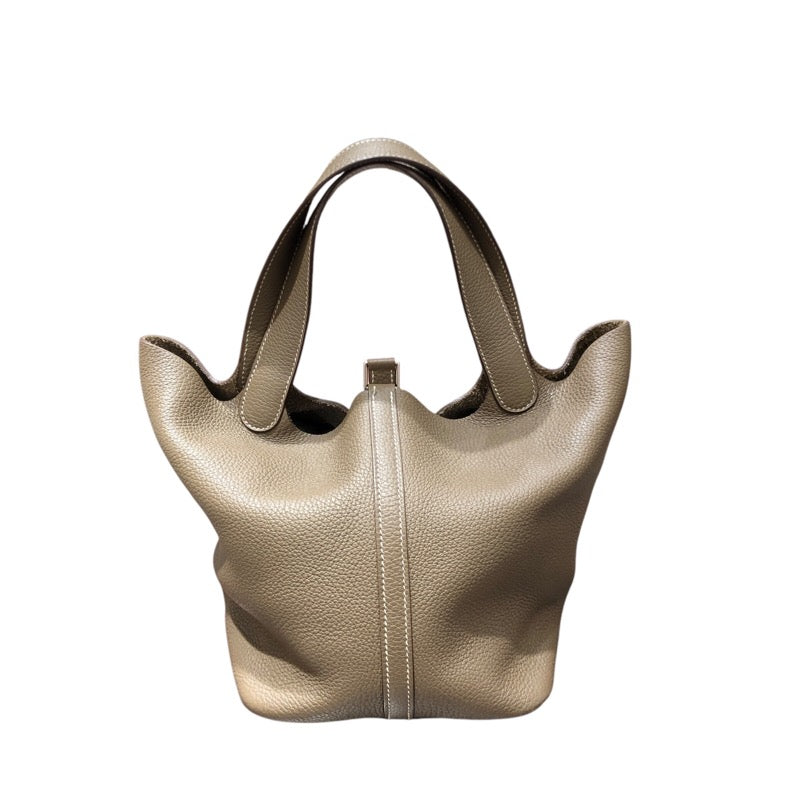 エルメス HERMES ピコタンロックMM Z刻印 エトゥープ×シルバー金具 トリヨンクレマンス レディース ハンドバッグ