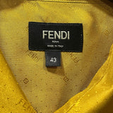 フェンディ FENDI マイクロロゴ総柄長袖シャツ FS0808 イエロー シルク メンズ 長袖シャツ