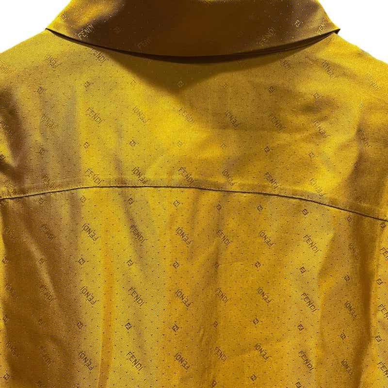 フェンディ FENDI マイクロロゴ総柄長袖シャツ FS0808 イエロー シルク メンズ 長袖シャツ