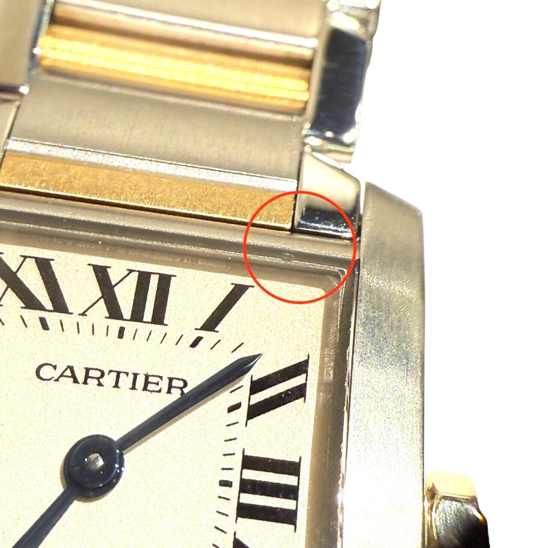 カルティエ Cartier タンク フランセーズ SM W51007Q4 ホワイト YG/SS レディース 腕時計