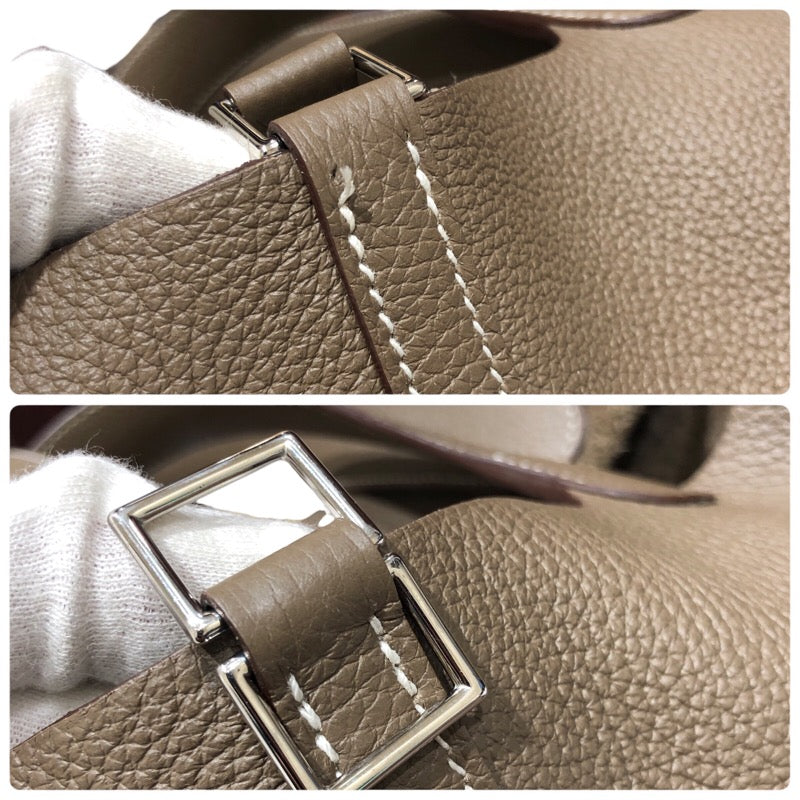 エルメス HERMES ピコタンロックMM Z刻印 エトゥープ×シルバー金具 トリヨンクレマンス レディース ハンドバッグ