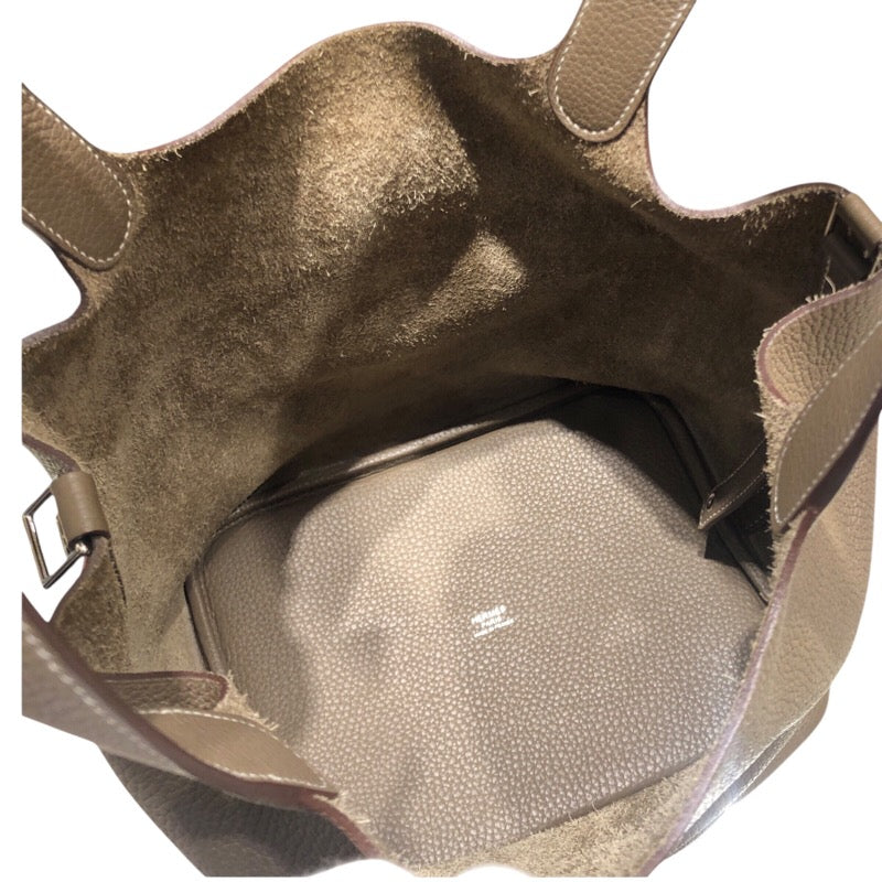 エルメス HERMES ピコタンロックMM Z刻印 エトゥープ×シルバー金具 トリヨンクレマンス レディース ハンドバッグ