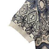 クリスチャン・ディオール Christian Dior x SHAWN STUSSY 総柄ニットTシャツ グレー シルク メンズ 半袖Ｔシャツ