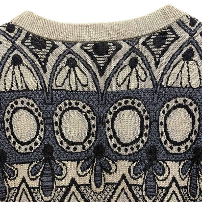 クリスチャン・ディオール Christian Dior x SHAWN STUSSY 総柄ニットTシャツ グレー シルク メンズ 半袖Ｔシャツ