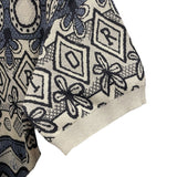 クリスチャン・ディオール Christian Dior x SHAWN STUSSY 総柄ニットTシャツ グレー シルク メンズ 半袖Ｔシャツ