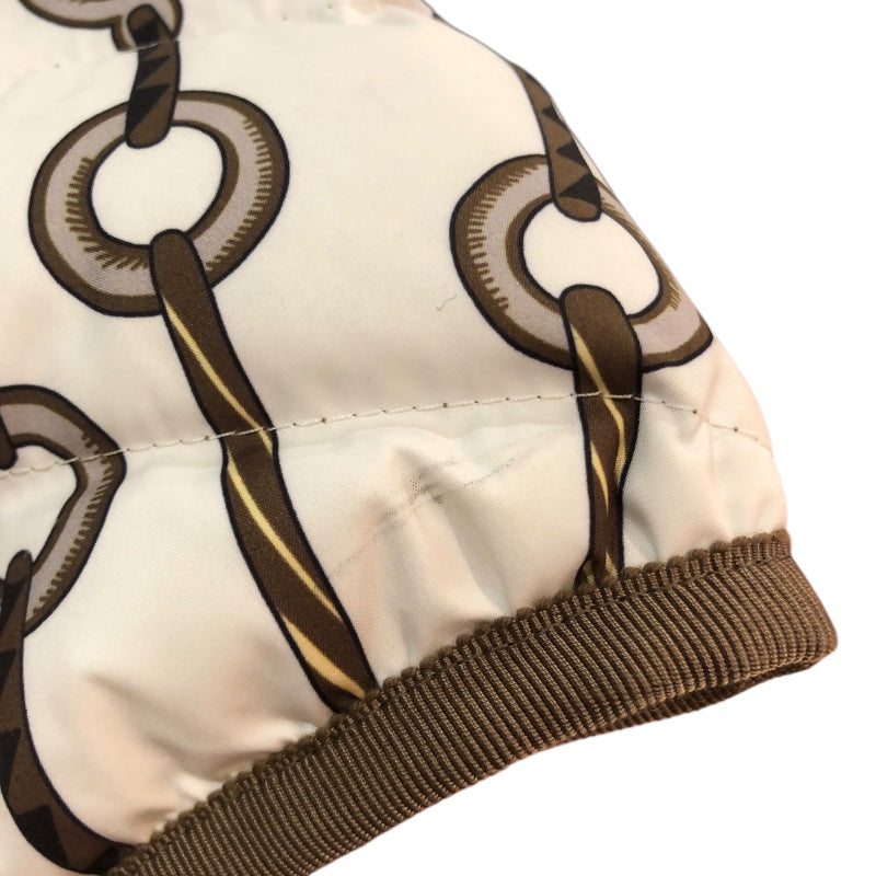 エルメス HERMES 総柄キルティングダウンジャケット ホワイト ナイロン レディース ダウンジャケット