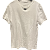 プラダ PRADA トライアングルロゴTシャツ UJN824 ホワイト コットン メンズ 半袖Ｔシャツ