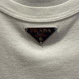プラダ PRADA トライアングルロゴTシャツ UJN824 ホワイト コットン メンズ 半袖Ｔシャツ
