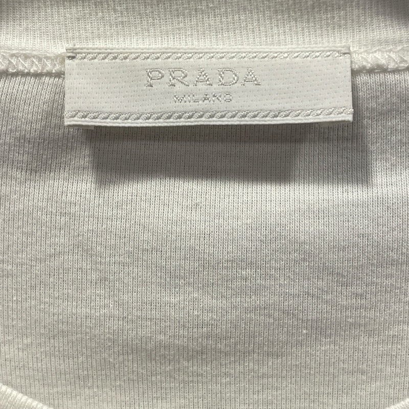 プラダ PRADA トライアングルロゴTシャツ UJN824 ホワイト コットン メンズ 半袖Ｔシャツ