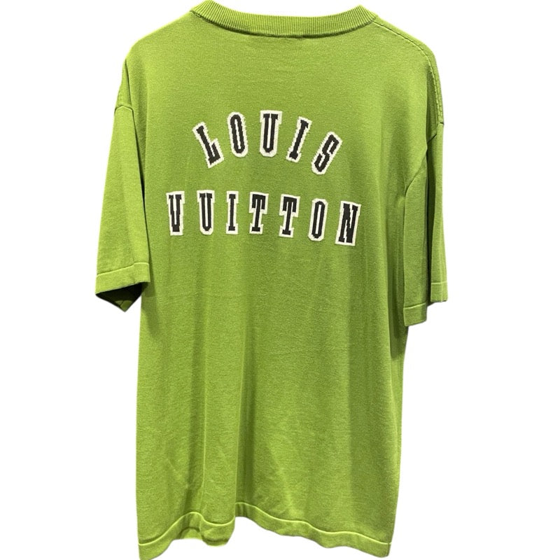 ルイ・ヴィトン LOUIS VUITTON ドッグロゴ半袖ニットシャツ HSN14W グリーン コットン メンズ 半袖シャツ