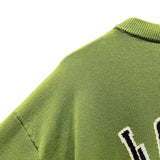 ルイ・ヴィトン LOUIS VUITTON ドッグロゴ半袖ニットシャツ HSN14W グリーン コットン メンズ 半袖シャツ