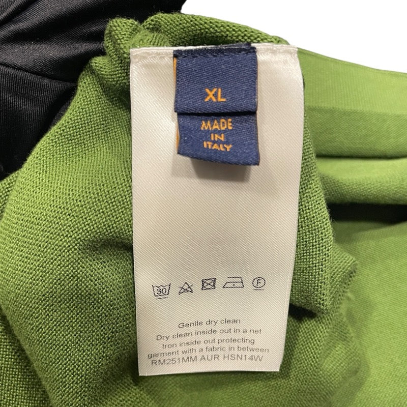 ルイ・ヴィトン LOUIS VUITTON ドッグロゴ半袖ニットシャツ HSN14W グリーン コットン メンズ 半袖シャツ