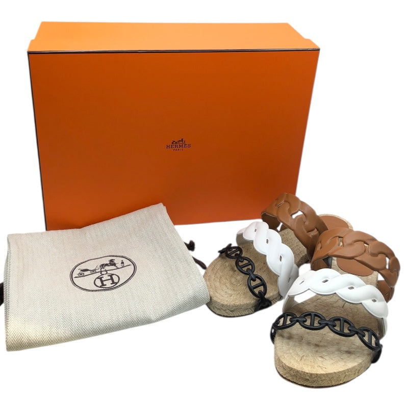 エルメス HERMES グウェン エスパドリーユ  サンダル マルチカラー ナッパレザー レディース サンダル