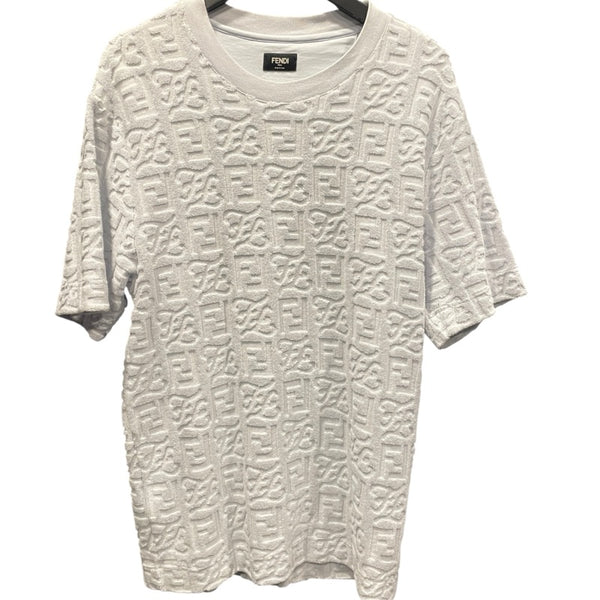 フェンディ FENDI FF総柄テリーコットンTシャツ FY0936 ブルー コットン メンズ 半袖Ｔシャツ