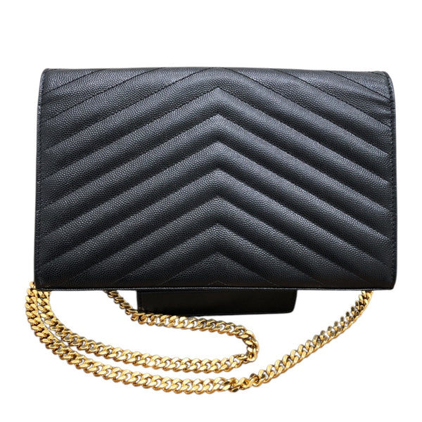 サンローラン SAINT LAURENT ｶｻﾝﾄﾞﾗ ｸﾗｼｯｸ ﾁｪｰﾝｼｮﾙﾀﾞｰﾊﾞｯｸﾞ 277828 ブラック/ゴールド金具 ｸﾞﾚｲﾝｶｰﾌ レディース ショルダーバッグ