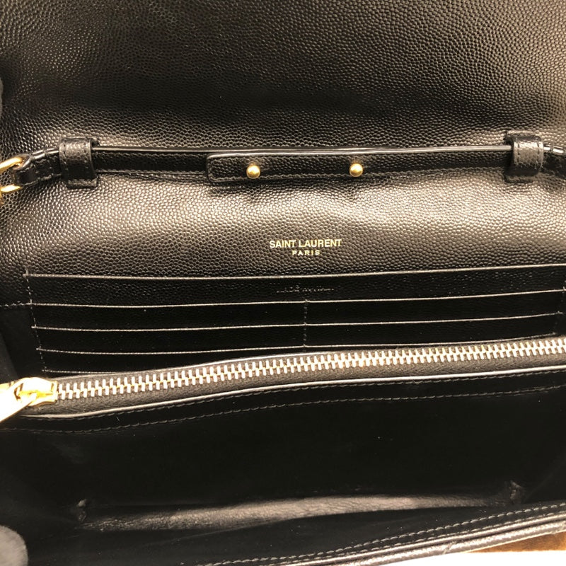 サンローラン SAINT LAURENT ｶｻﾝﾄﾞﾗ ｸﾗｼｯｸ ﾁｪｰﾝｼｮﾙﾀﾞｰﾊﾞｯｸﾞ 277828 ブラック/ゴールド金具 ｸﾞﾚｲﾝｶｰﾌ レディース ショルダーバッグ