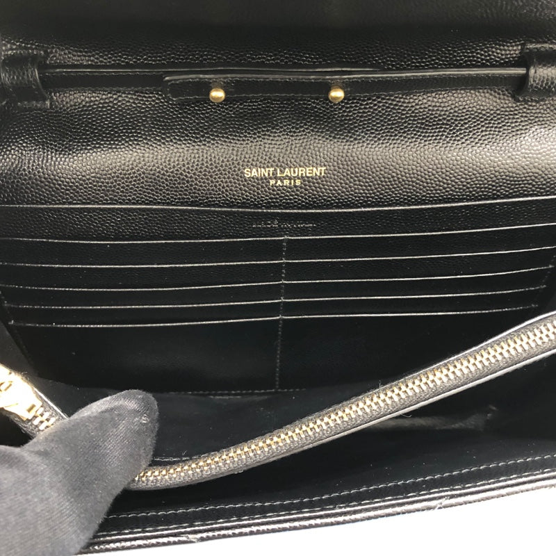 サンローラン SAINT LAURENT ｶｻﾝﾄﾞﾗ ｸﾗｼｯｸ ﾁｪｰﾝｼｮﾙﾀﾞｰﾊﾞｯｸﾞ 277828 ブラック/ゴールド金具 ｸﾞﾚｲﾝｶｰﾌ レディース ショルダーバッグ