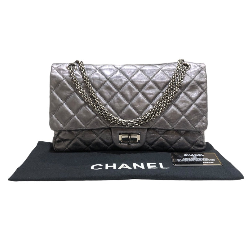 シャネル CHANEL 2.55マトラッセマキシ A37590 シルバー金具 エイジドカーフ レディース ショルダーバッグ