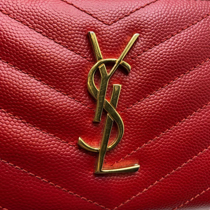 サンローラン SAINT LAURENT 2つ折り財布 403723 レッド×GD金具 グレインレザー レディース 二つ折り財布