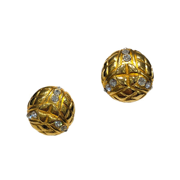 シャネル CHANEL ラウンドイヤリング ゴールド ラインストーン アクセサリー