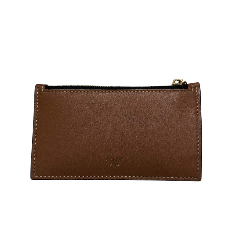 セリーヌ CELINE トリオンフカードコインケース １OB682 ブラウン PVC/レザー レディース カードケース