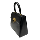 サルヴァトーレ・フェラガモ Salvatore Ferragamo ガンチーニ２wayバッグ 210536 ブラックGD金具 ボックスカーフ レディース ハンドバッグ