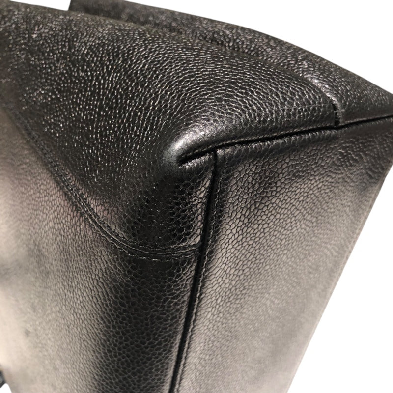 シャネル CHANEL ロゴショルダーバッグ ブラック/ＧＤー金具 キャビアスキン レディース ショルダーバッグ