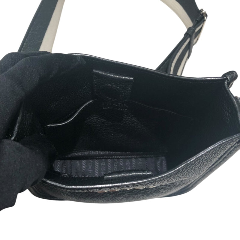 プラダ PRADA トライアングルロゴショルダー 1BH191 ブラック/シルバー金具 レザー レディース ショルダーバッグ