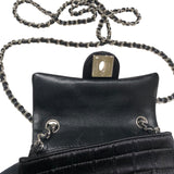 シャネル CHANEL チョコバーメイクアップチェーンショルダーバッグ ブラック シルバー金具 シルクサテン レディース ショルダーバッグ