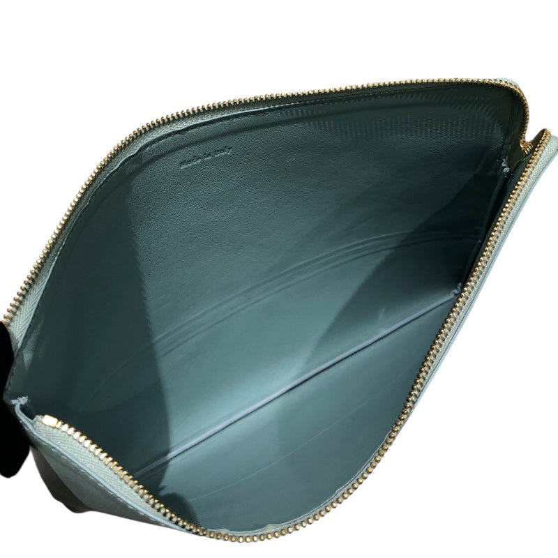 CÉLINE クラッチバッグ 水色と黒 送料込【CELINE】SMALL POUCH IN TRIOMPHE ロゴ入りクラッチ